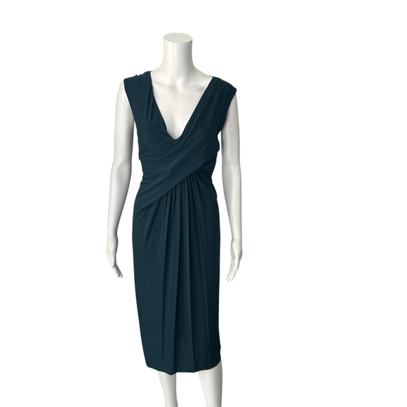Donna Karan Teal Ruched Sleeveless Dress Size Small - Picture 1 of 6